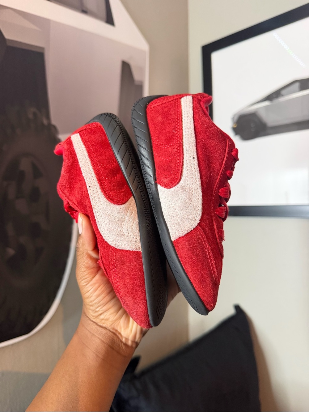 Puma Kids Red Suede Sneakers with White Formstrip - Picture 6 of 9